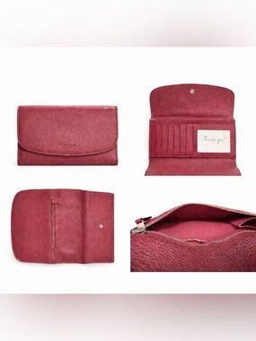 Coach Leather Trifold Wallet - Burgundy